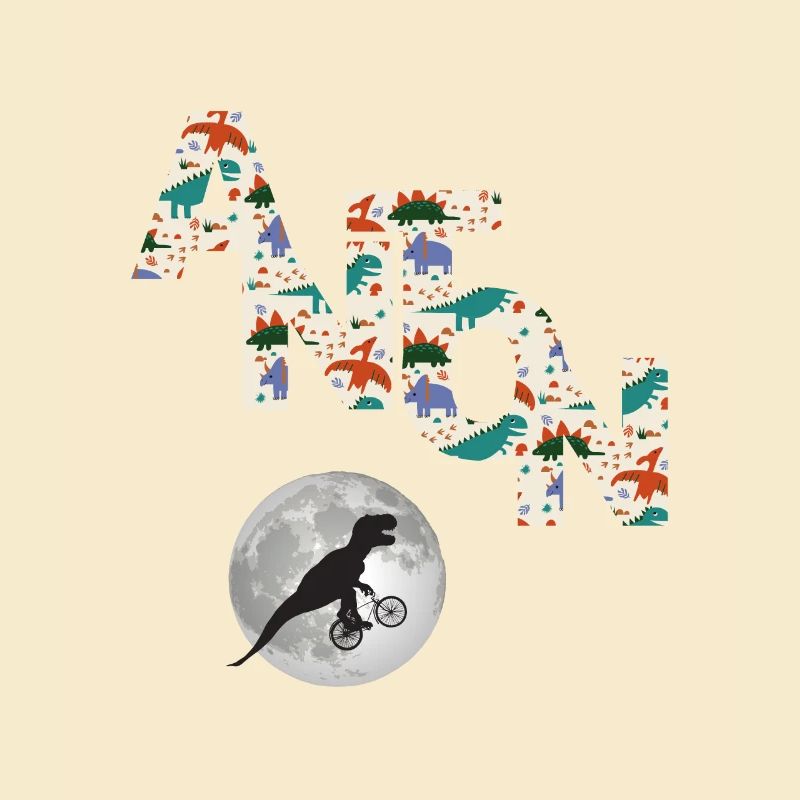 ANTON - Beautiful boy name with dinosaur