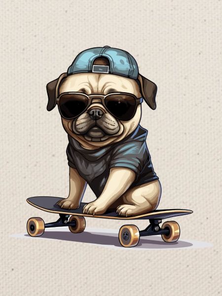 Skateboarding Mops für Skaters