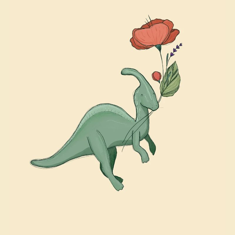 süßer Dinosaurier mit Blume