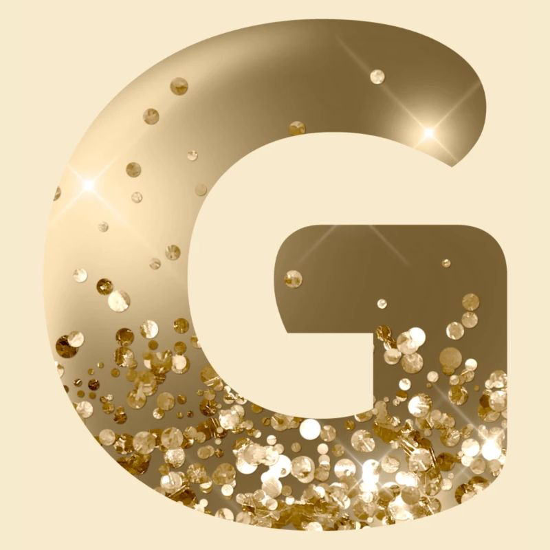 Customizable Monogram G Gold Glitter