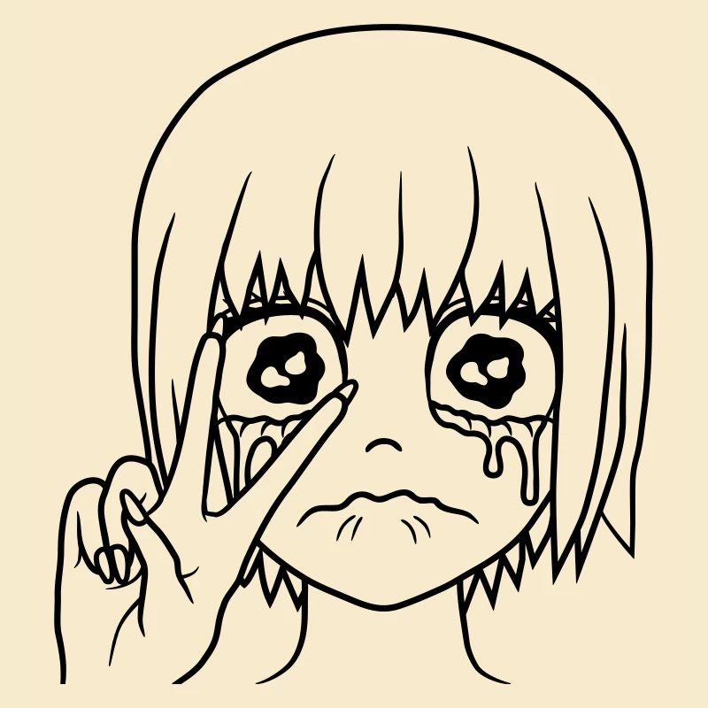 Peace Handzeichen weinendes Mädchen