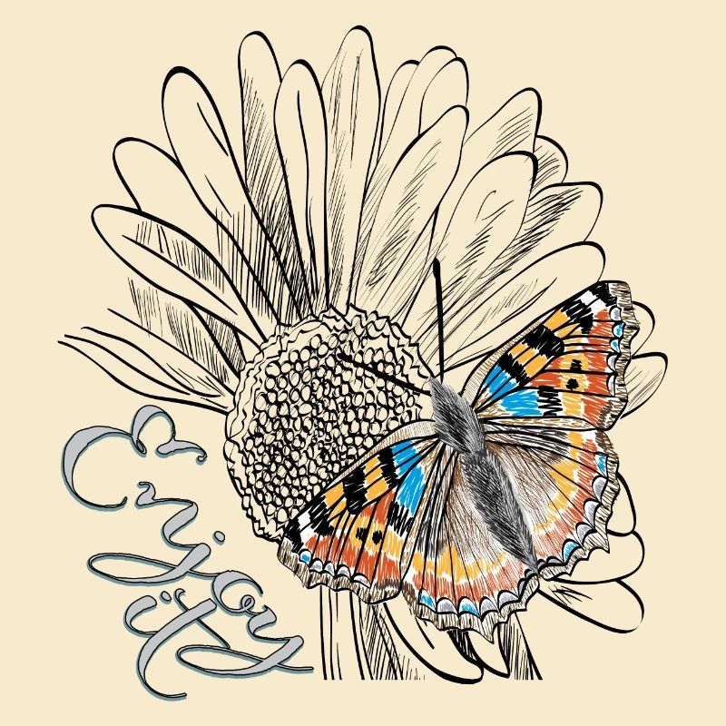 Profitez-en, fleur avec papillon