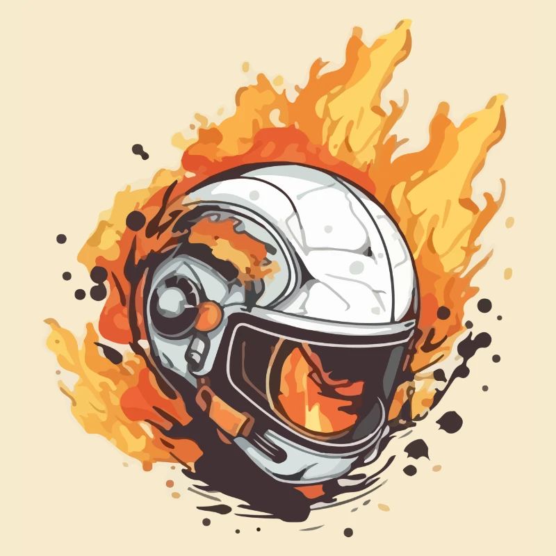 Helmet on fire