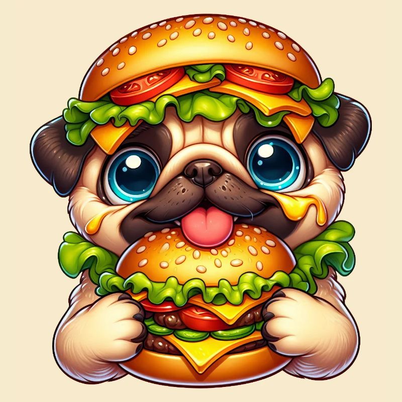 Drôle de carlin burger chapeau de restauration rapide