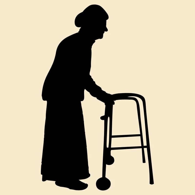 Grand-mère avec canne bâton de marche aller Bock