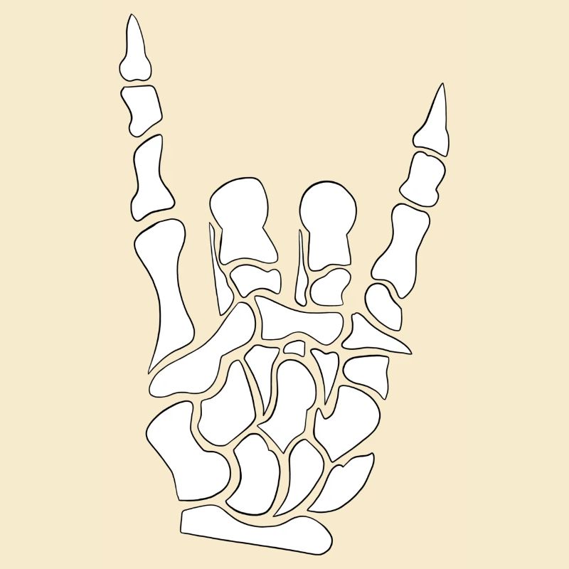 Devil horns hand - skeleton - bones - metal