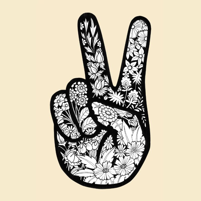 Peace-Zeichen mit Blumenfüllung