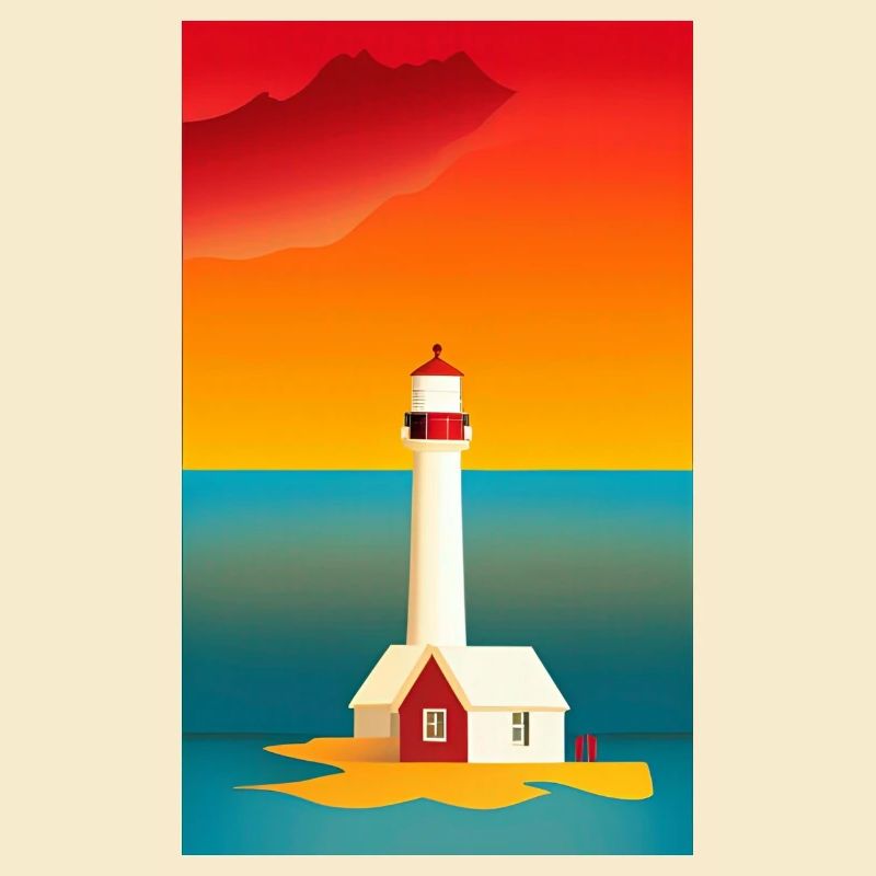 paysage plage côte phare bande dessinée