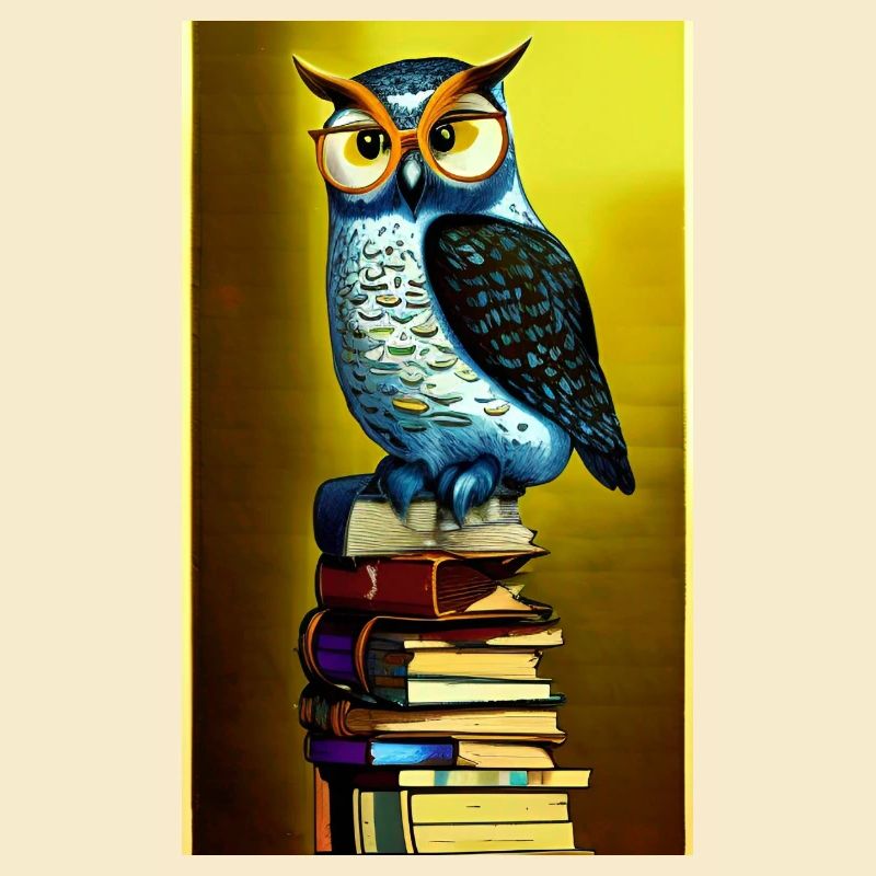 Comic Cartoon Cute Book Owl Owl Book Stack