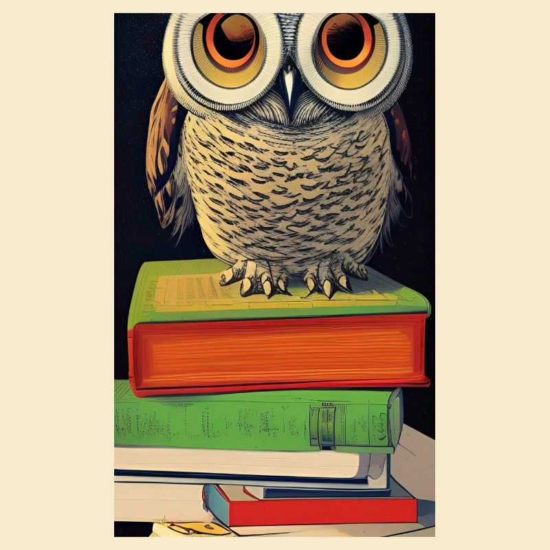 Comic Cartoon Cute Book Owl Owl Book Stack