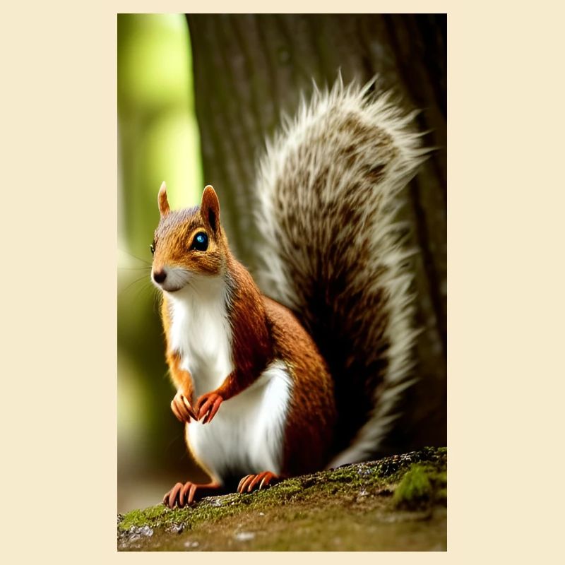 Cool Comic Portrait wild red squirrel majestic