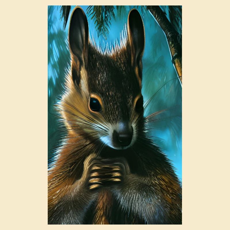 Cool Comic Portrait wild red squirrel majestic