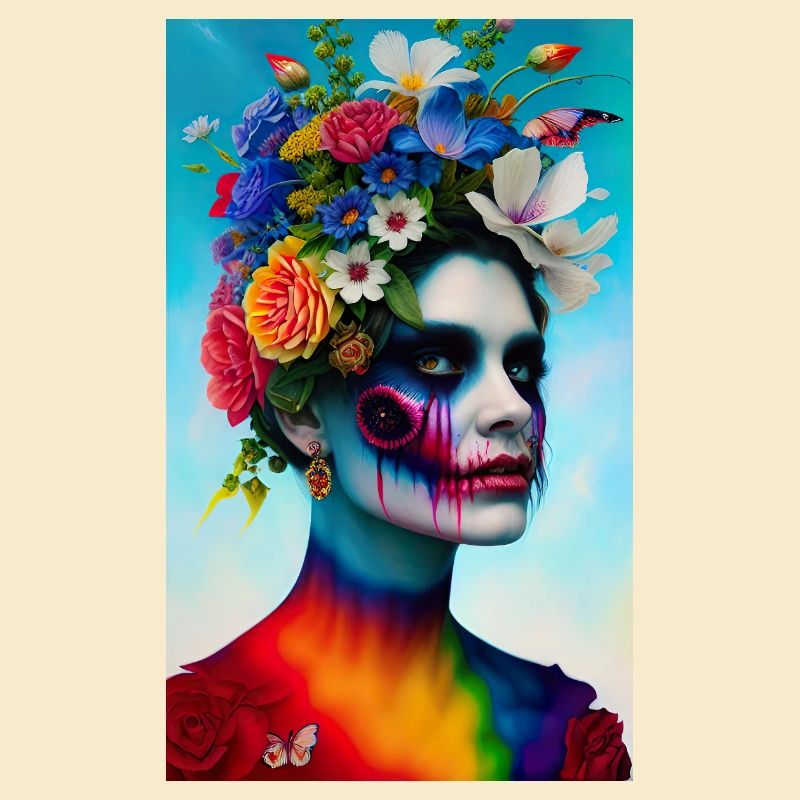 ARTWORK Flower Head Rainbow