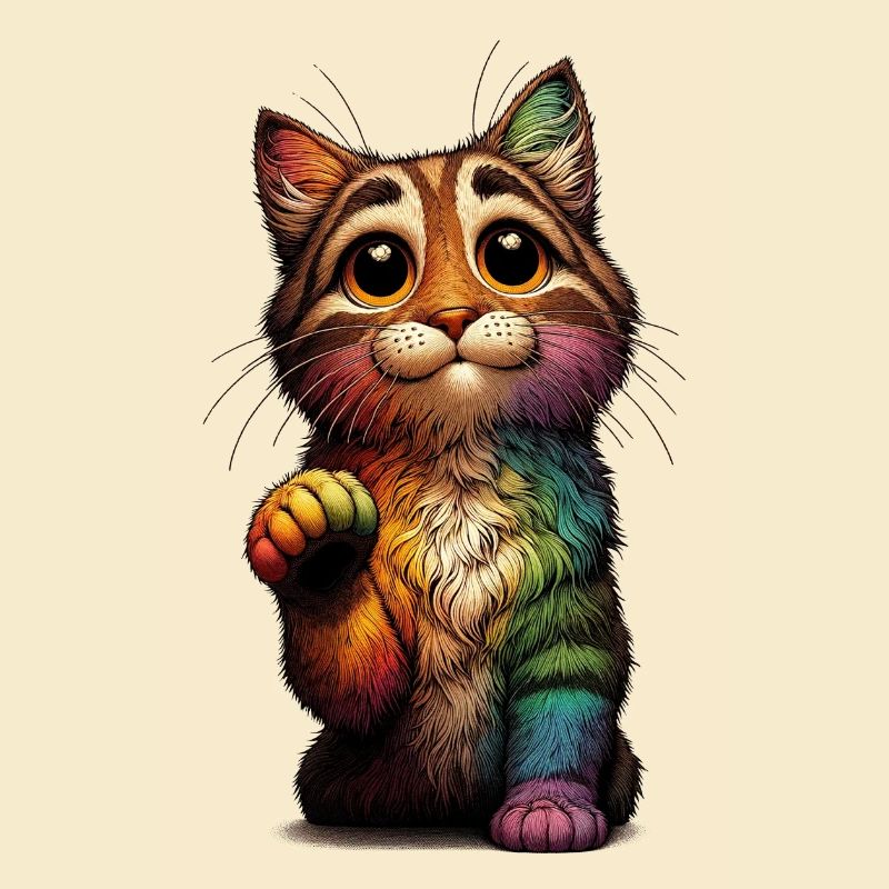Mendicité Chat Arc-en-ciel