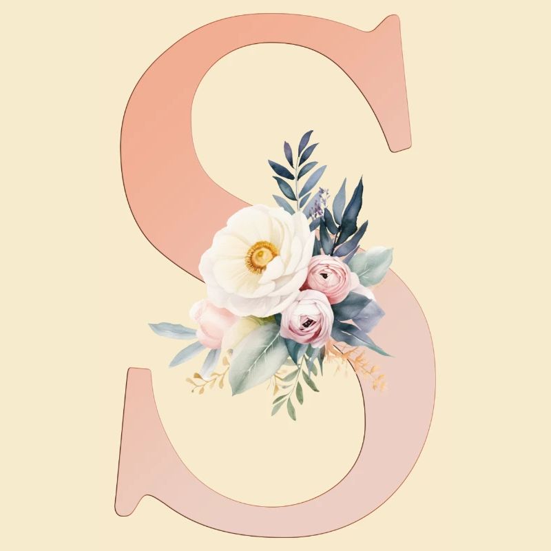 S Monogramm , Floral, Boho