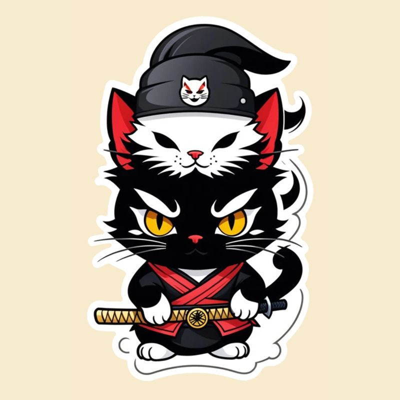 chat ninja - chaton samourai
