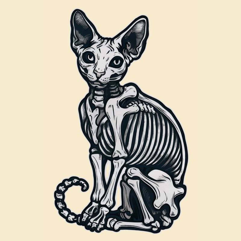 Cat Sphinx Skeleton Tattoo
