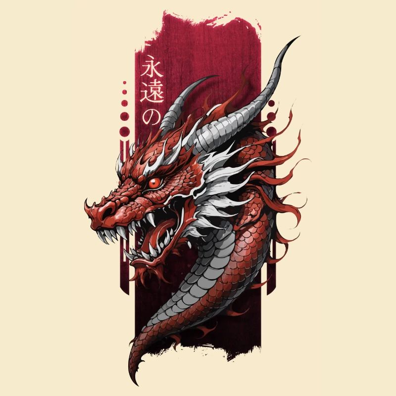 Gardien éternel : Dragon chinois au milieu de « Éternel »