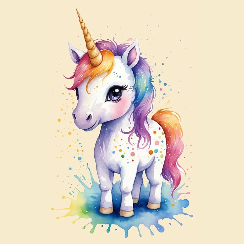 Rainbow Dreams: Kawaii Einhorn Aquarell