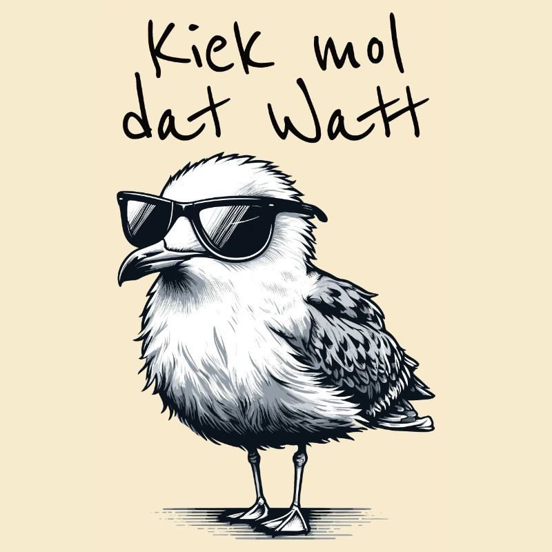 Kiek mol dat Watt Wattwanderer Möwe Spruch