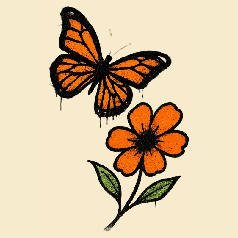 Graffiti de papillons et de fleurs