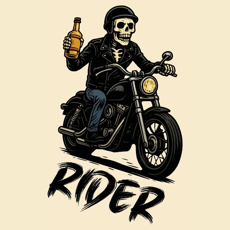 Skelettbiker mit Flasche
