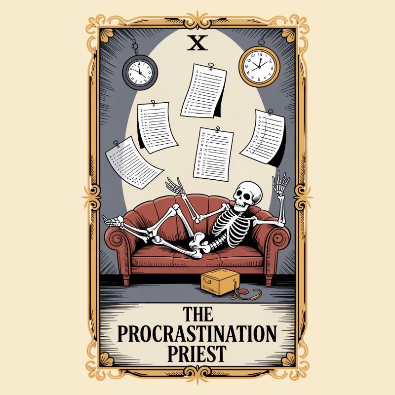 The Procrastination Priest Skelett Aufschieberitis