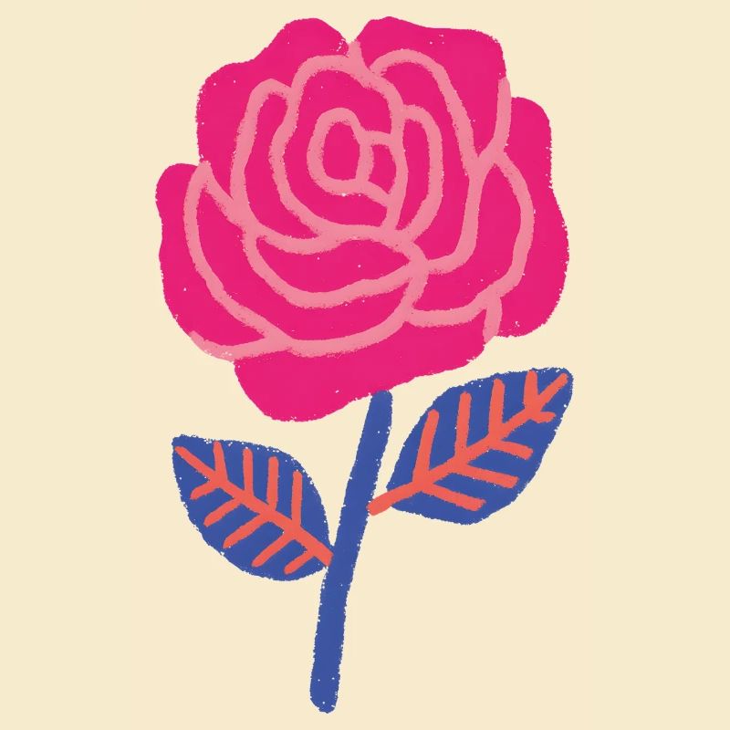 Rubinrose mit blauen Blättern
