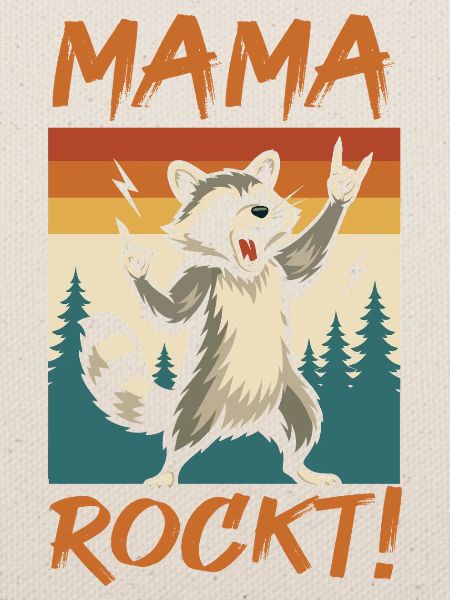Waschbär Mutter Coole Rocker Mama