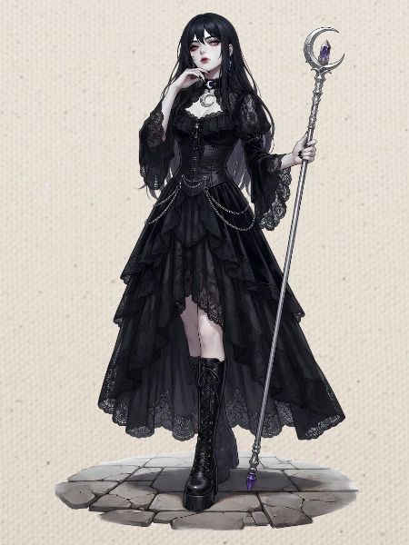 Gothic Hexenkönigin mit Stab