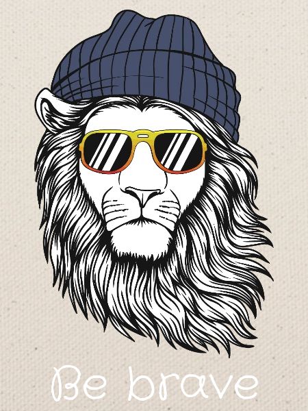 Mutiger Löwe mit Be Brave-Brille