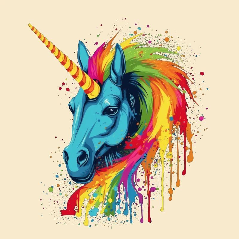 Buntes Einhorn mit Regenbogen Mähne