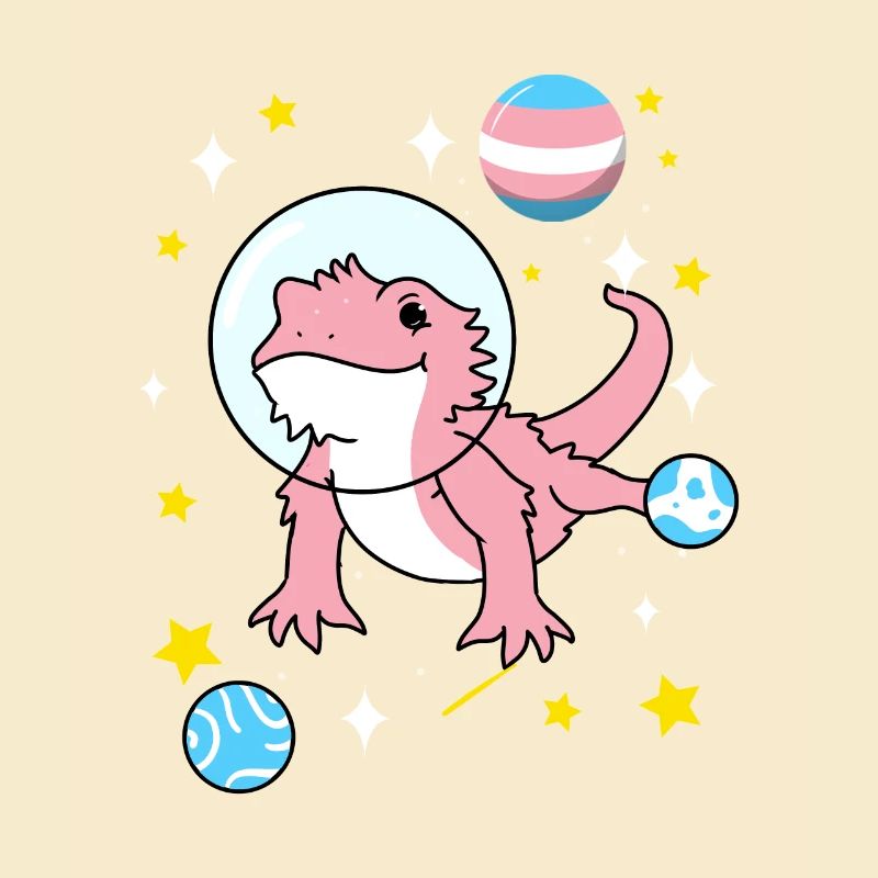 Trans Pride Bearded Dragon in Space