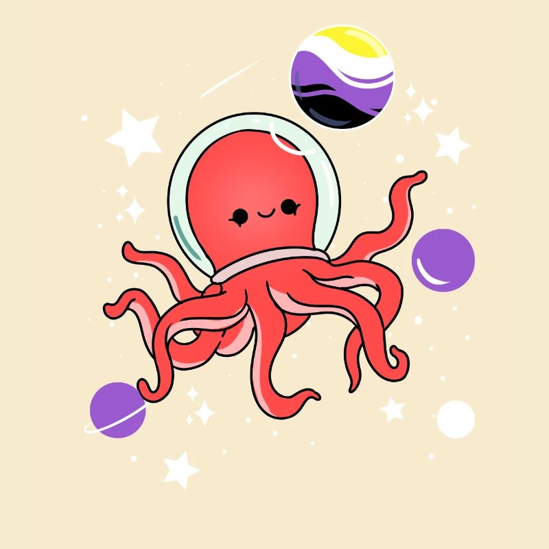 Oktopus Astronaut Nonbinary Pride