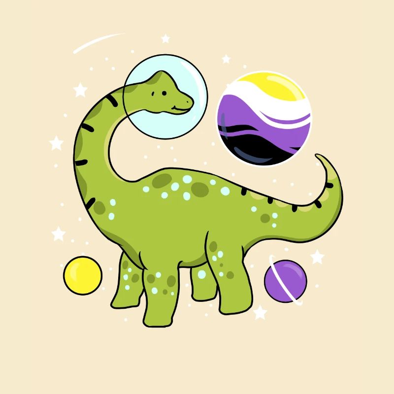 Brachiosaurus Nonbinary Pride Space Nonbinary P
