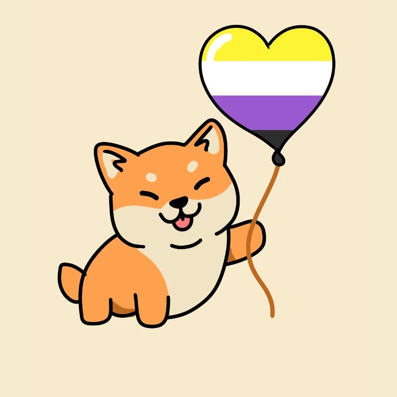 Shiba Inu Nonbinary Pride Balloon Nonbinary Pride