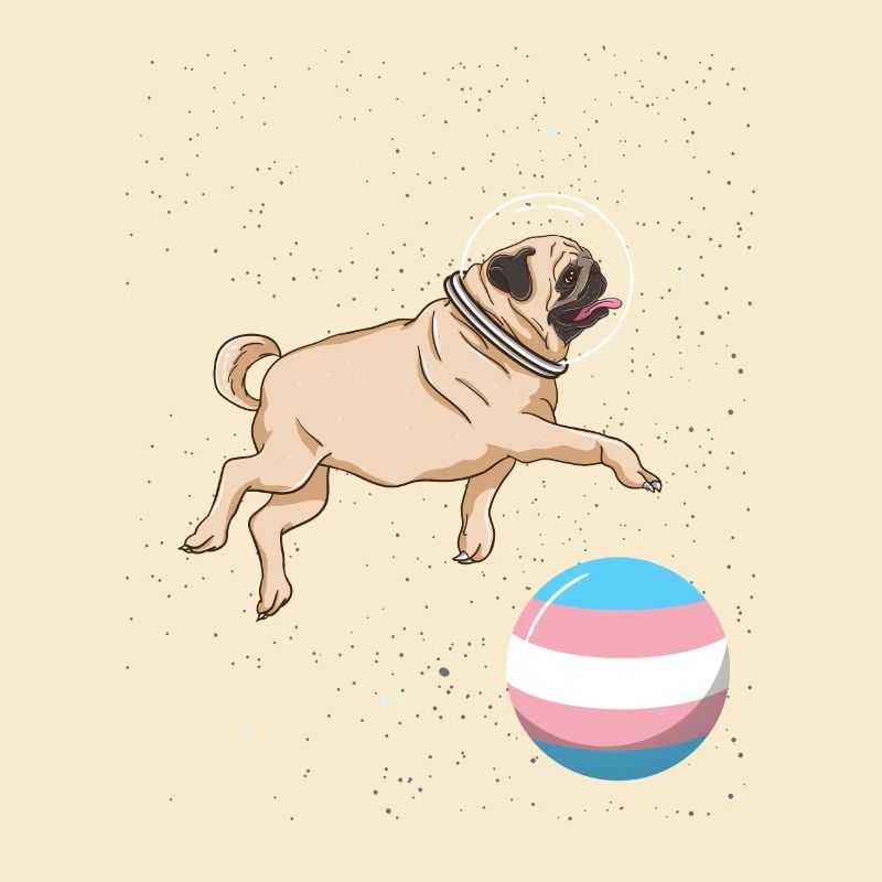 Mops im Weltraum Trans Pride