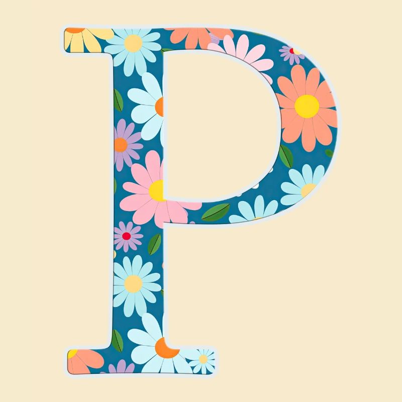 Customizable Monogram P Floral Pattern
