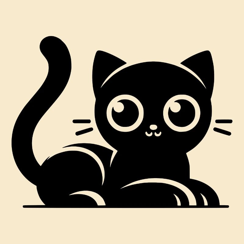 Drôles de chats avec de grands yeux Dessin