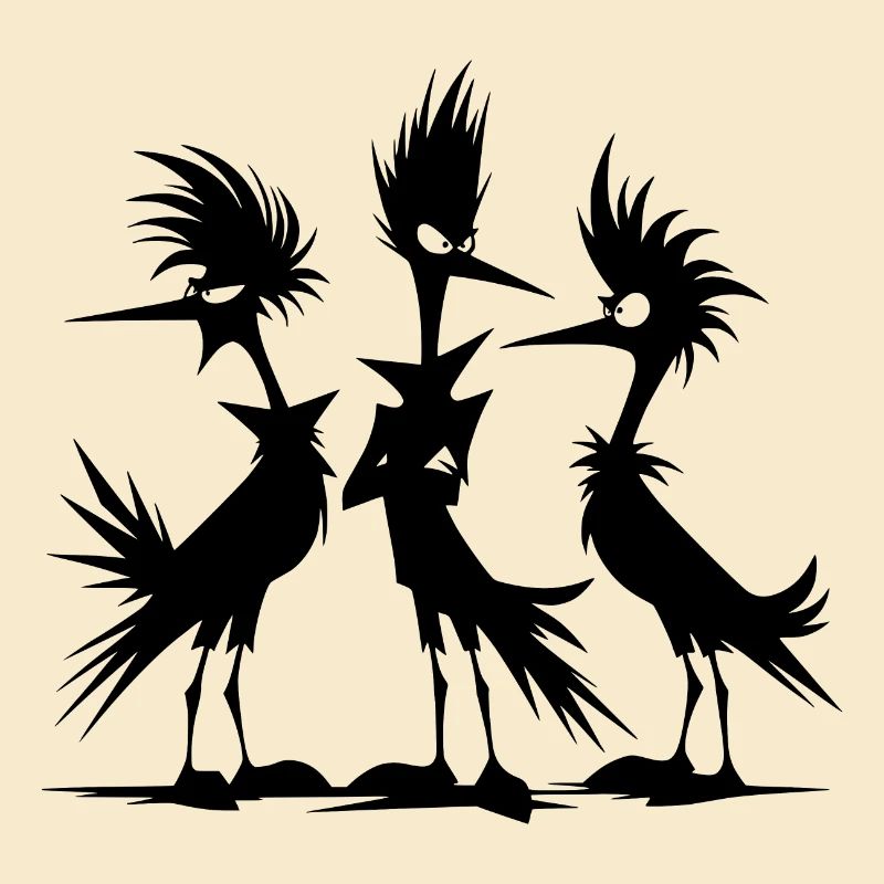 Genervte lustige Vogel Gruppe in Trotzphase