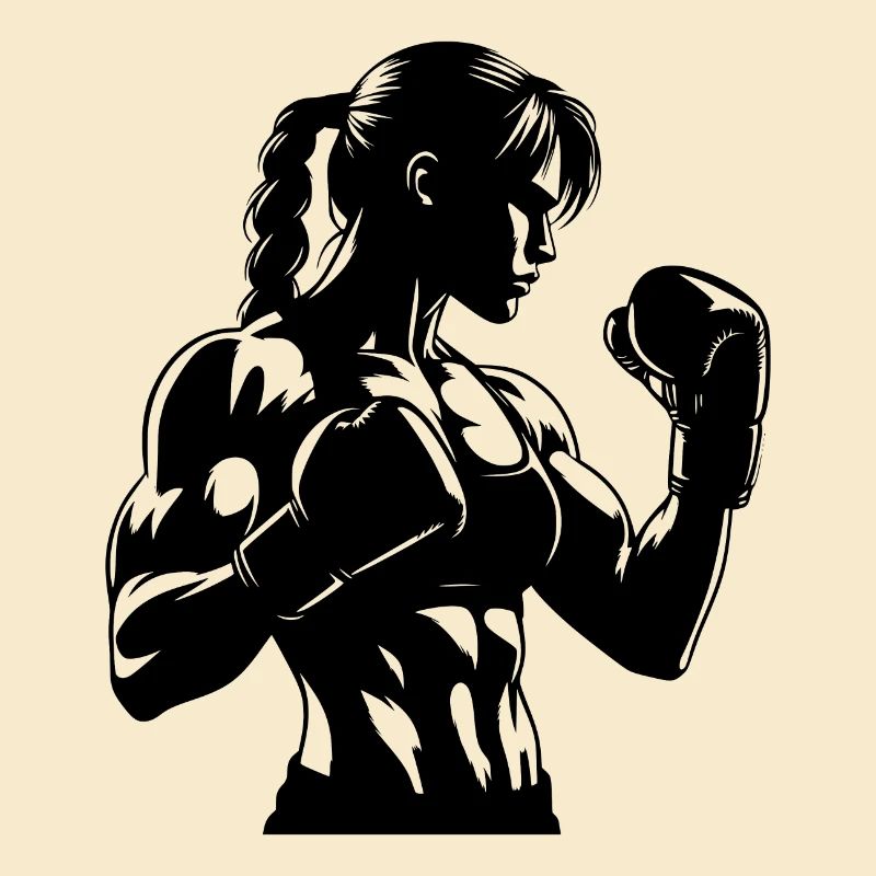 Boxer with gloves in concentrated posture
