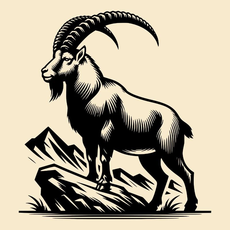 Steinbock mit gewaltigen Hörnern