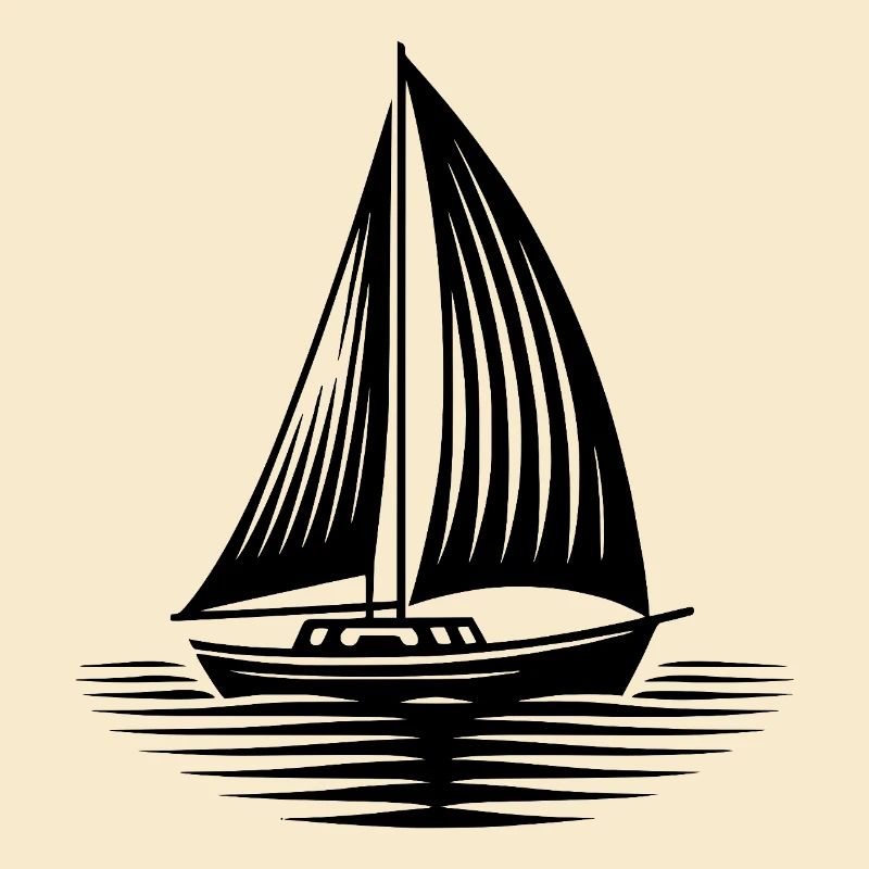 Dashing sailboat on course in calm waves