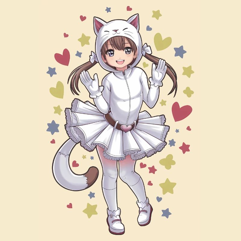 Anime-Mädchen in einem Katzenkostüm