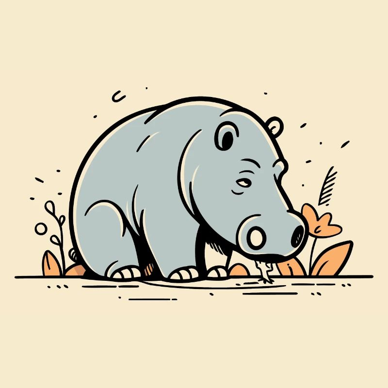 Nilpferd niedlich Comic