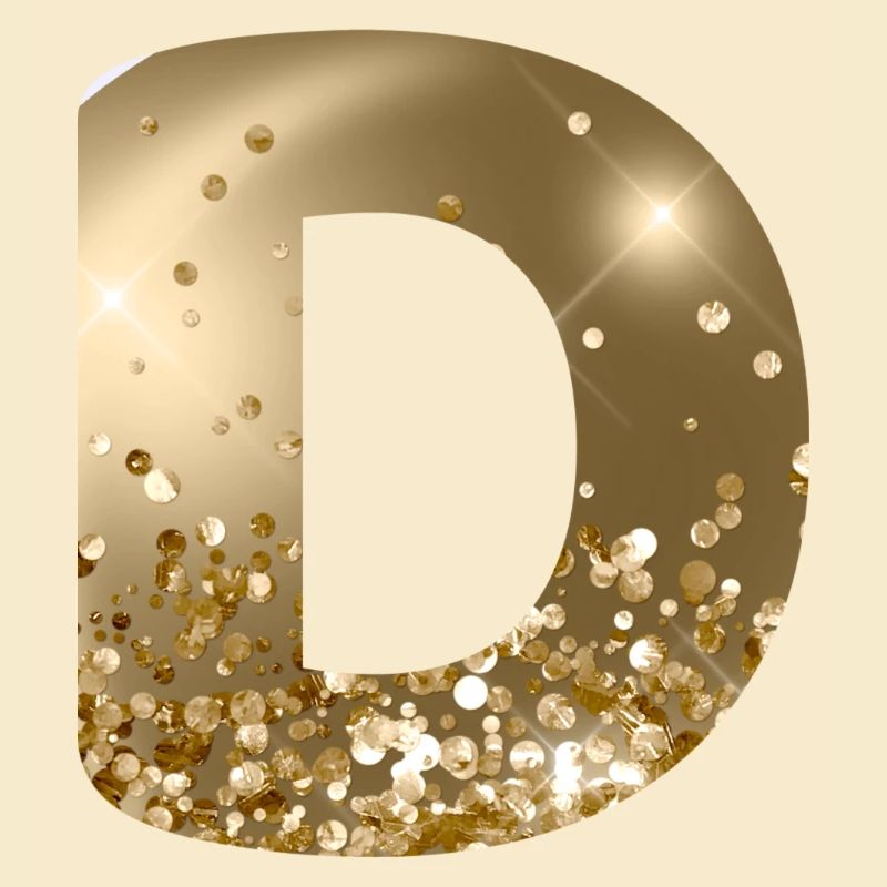 Customizable Monogram D Gold Glitter