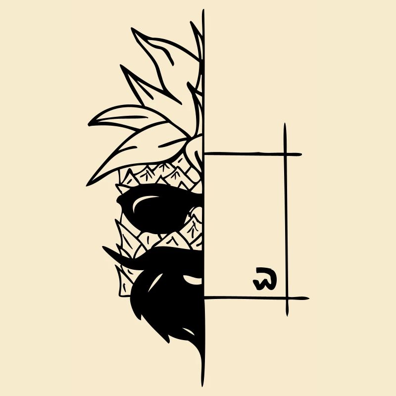 halbe cube-Ananas mit Bart und Sonnenbrille