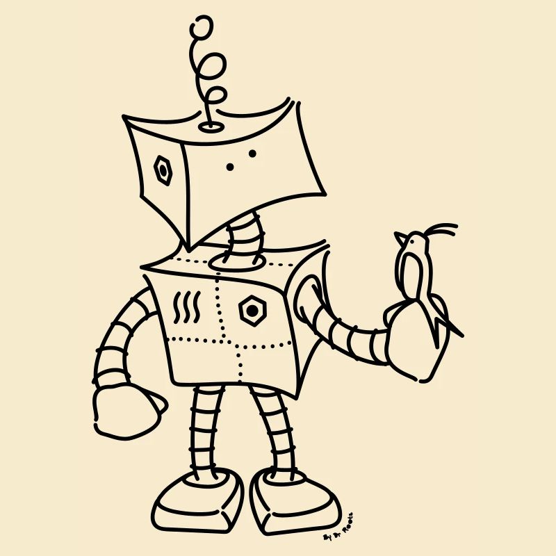 Netter Roboter & Vogel