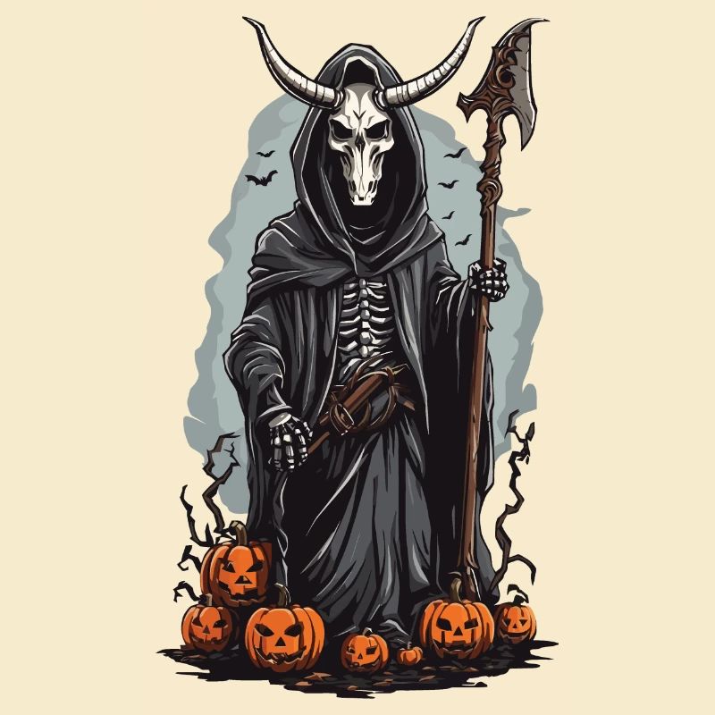 Sensenmann Halloween Dämonischer Druide Design