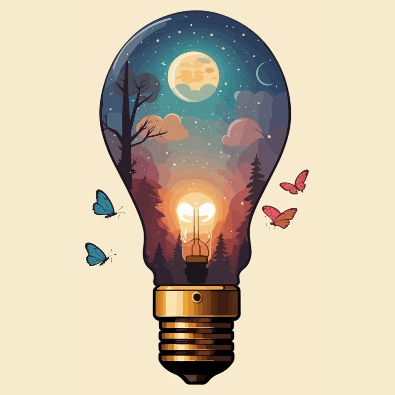 Light bulb with moonlight